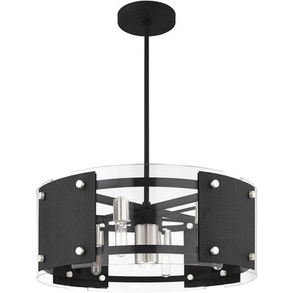 Black Seven Light Metal Dimmable Chandelier With Shades HomeRoots