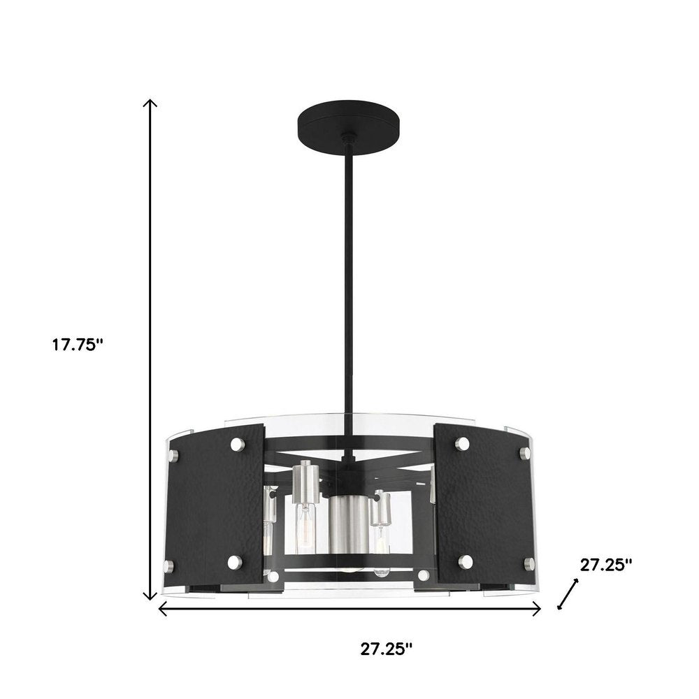 Black Seven Light Metal Dimmable Chandelier With Shades HomeRoots