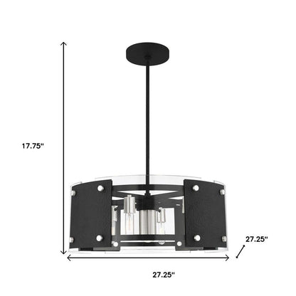 Black Seven Light Metal Dimmable Chandelier With Shades HomeRoots