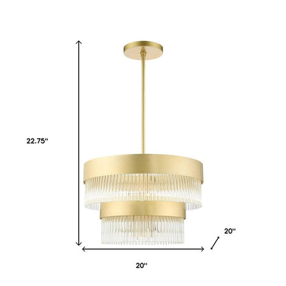 Gold Five Light Metal Dimmable Chandelier With Shades HomeRoots