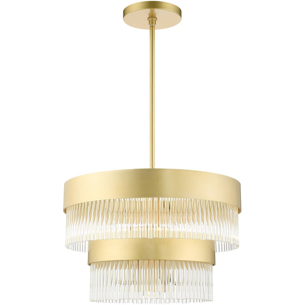 Gold Five Light Metal Dimmable Chandelier With Shades HomeRoots