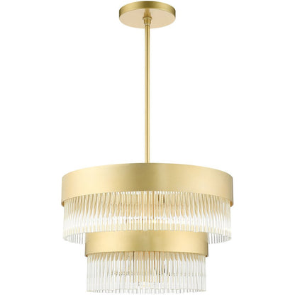 Gold Five Light Metal Dimmable Chandelier With Shades HomeRoots