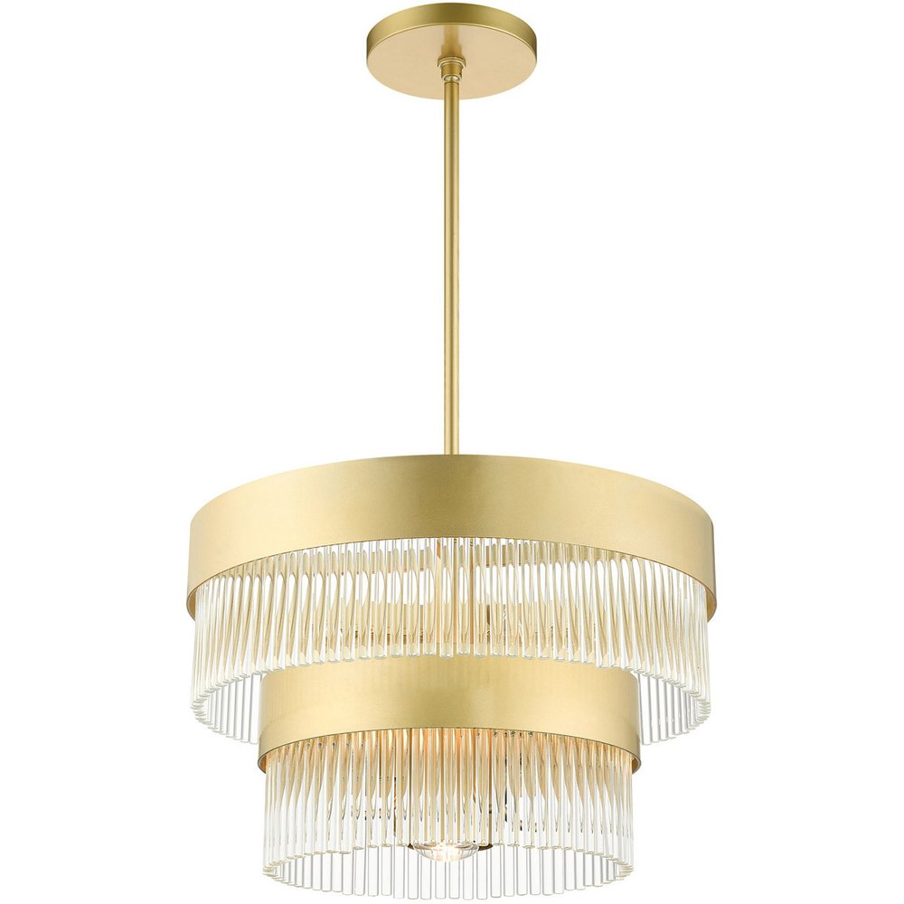 Gold Five Light Metal Dimmable Chandelier With Shades HomeRoots