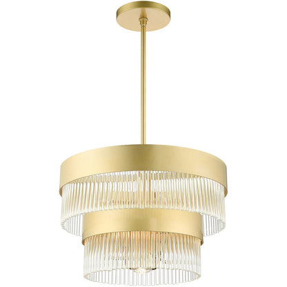 Gold Five Light Metal Dimmable Chandelier With Shades HomeRoots