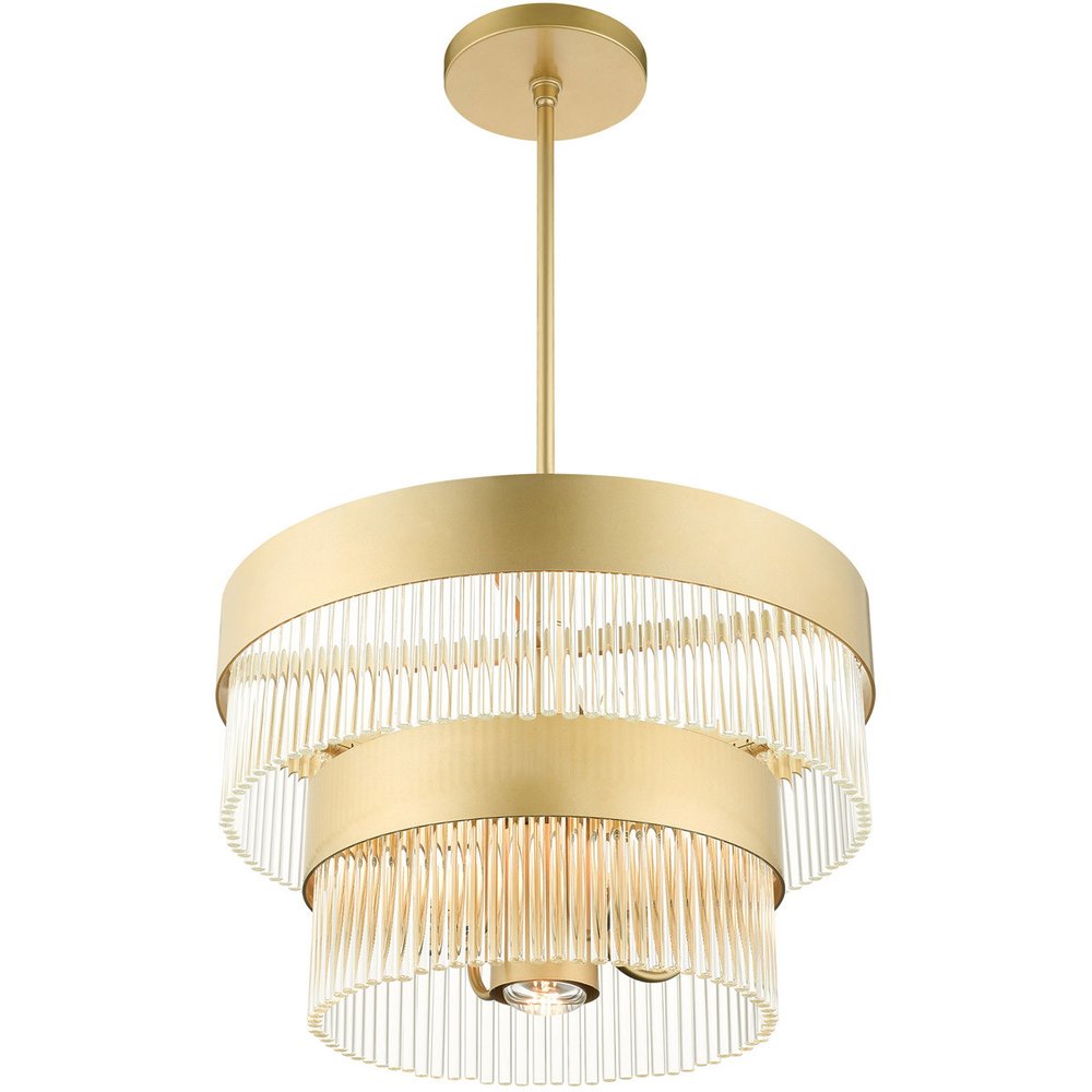 Gold Five Light Metal Dimmable Chandelier With Shades HomeRoots