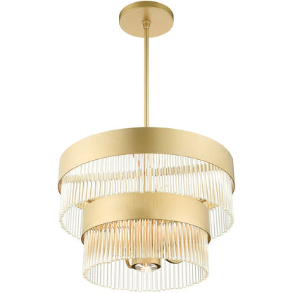 Gold Five Light Metal Dimmable Chandelier With Shades HomeRoots