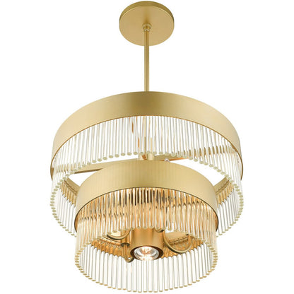 Gold Five Light Metal Dimmable Chandelier With Shades HomeRoots