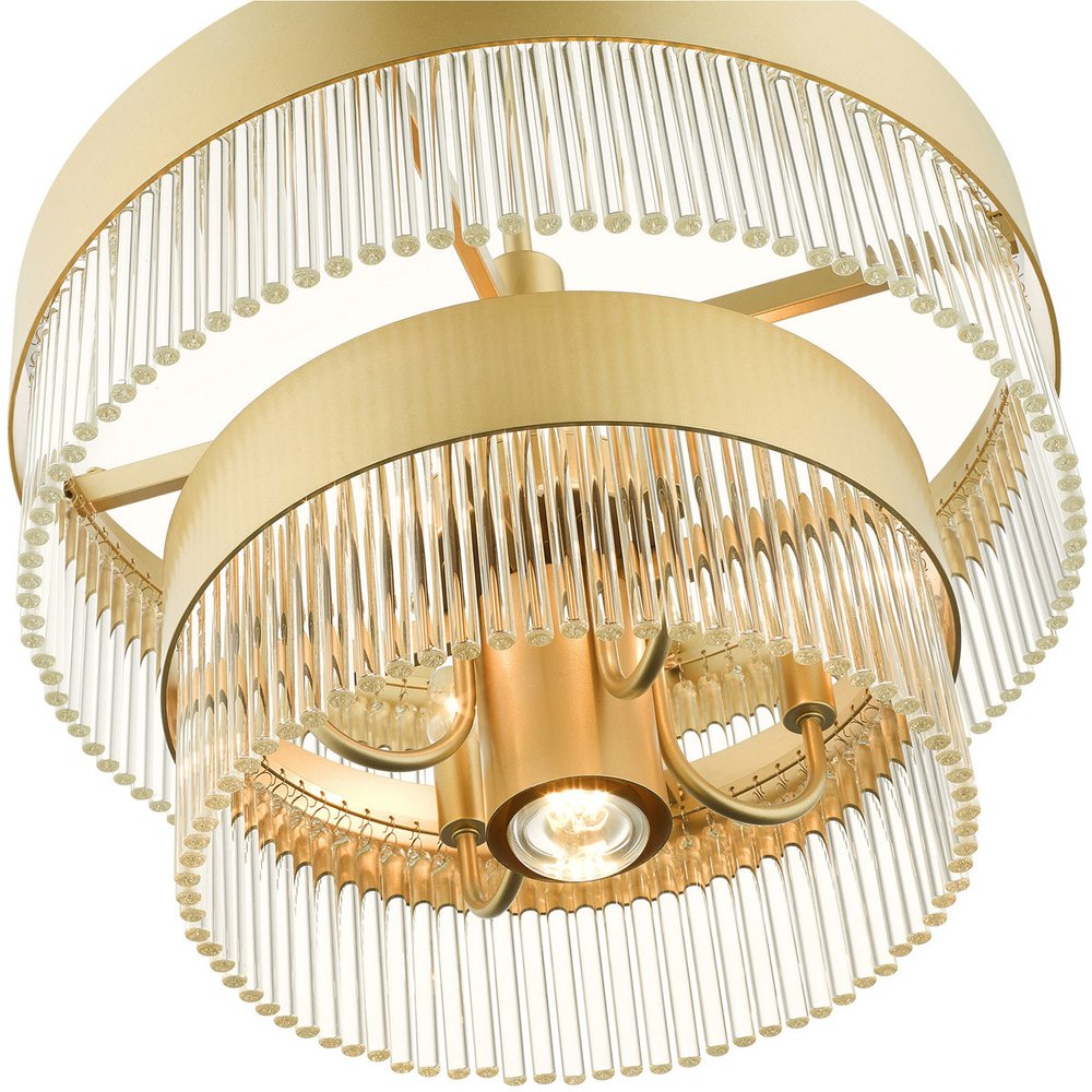 Gold Five Light Metal Dimmable Chandelier With Shades HomeRoots
