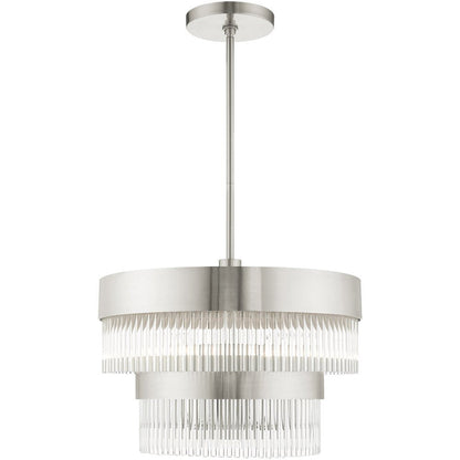 Nickel Five Light Metal Dimmable Chandelier With Shades HomeRoots