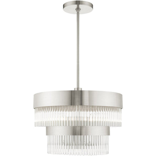 Nickel Five Light Metal Dimmable Chandelier With Shades HomeRoots