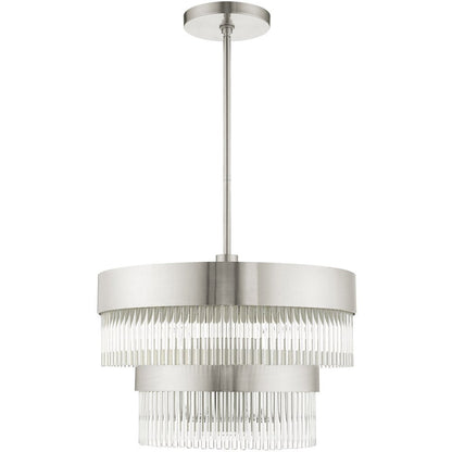 Nickel Five Light Metal Dimmable Chandelier With Shades HomeRoots