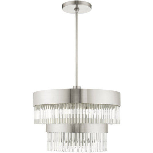 Nickel Five Light Metal Dimmable Chandelier With Shades HomeRoots