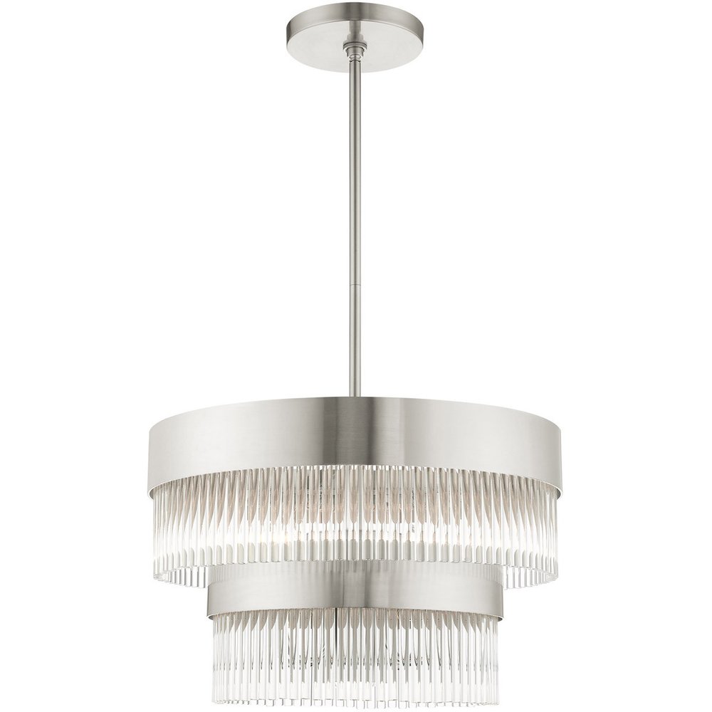 Nickel Five Light Metal Dimmable Chandelier With Shades HomeRoots