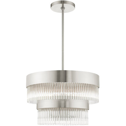 Nickel Five Light Metal Dimmable Chandelier With Shades HomeRoots