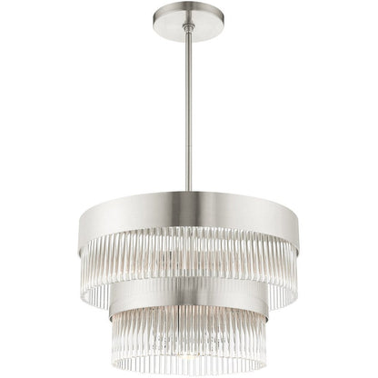 Nickel Five Light Metal Dimmable Chandelier With Shades HomeRoots