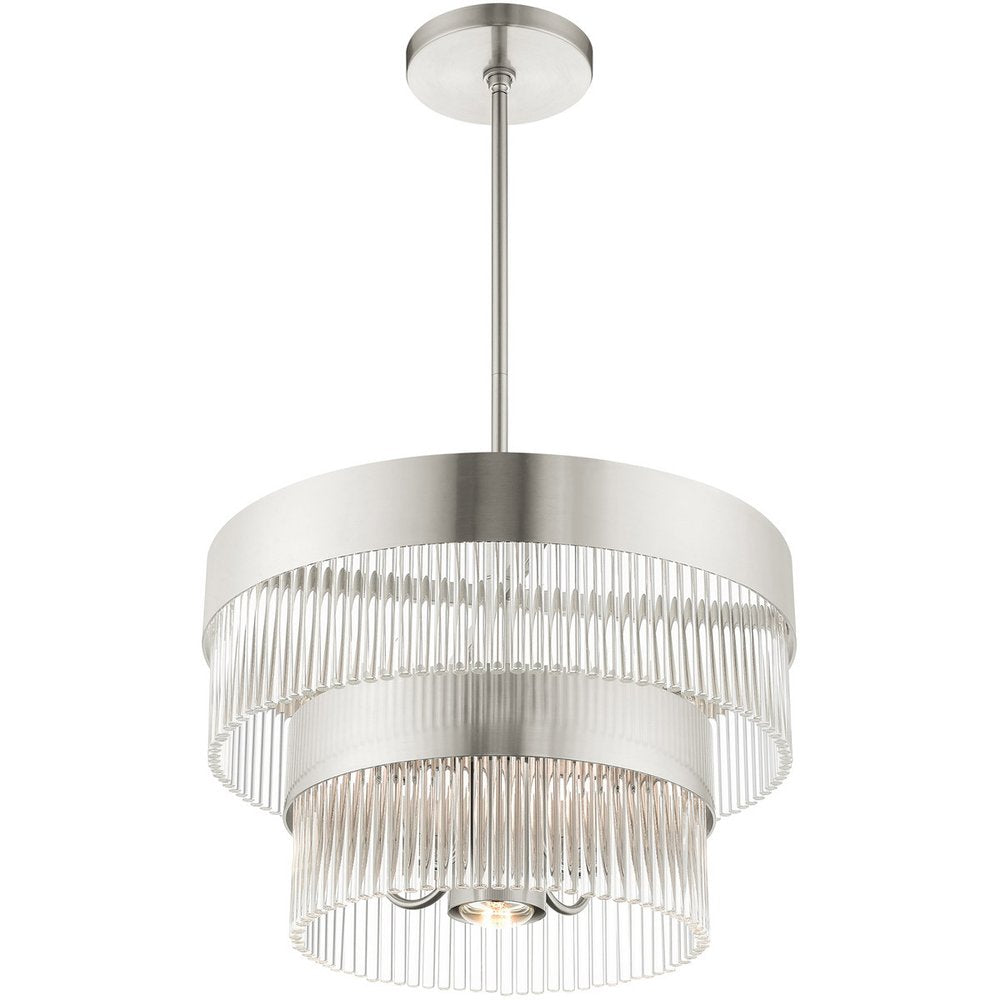 Nickel Five Light Metal Dimmable Chandelier With Shades HomeRoots