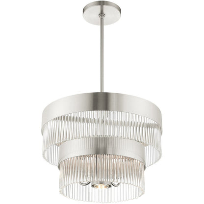 Nickel Five Light Metal Dimmable Chandelier With Shades HomeRoots
