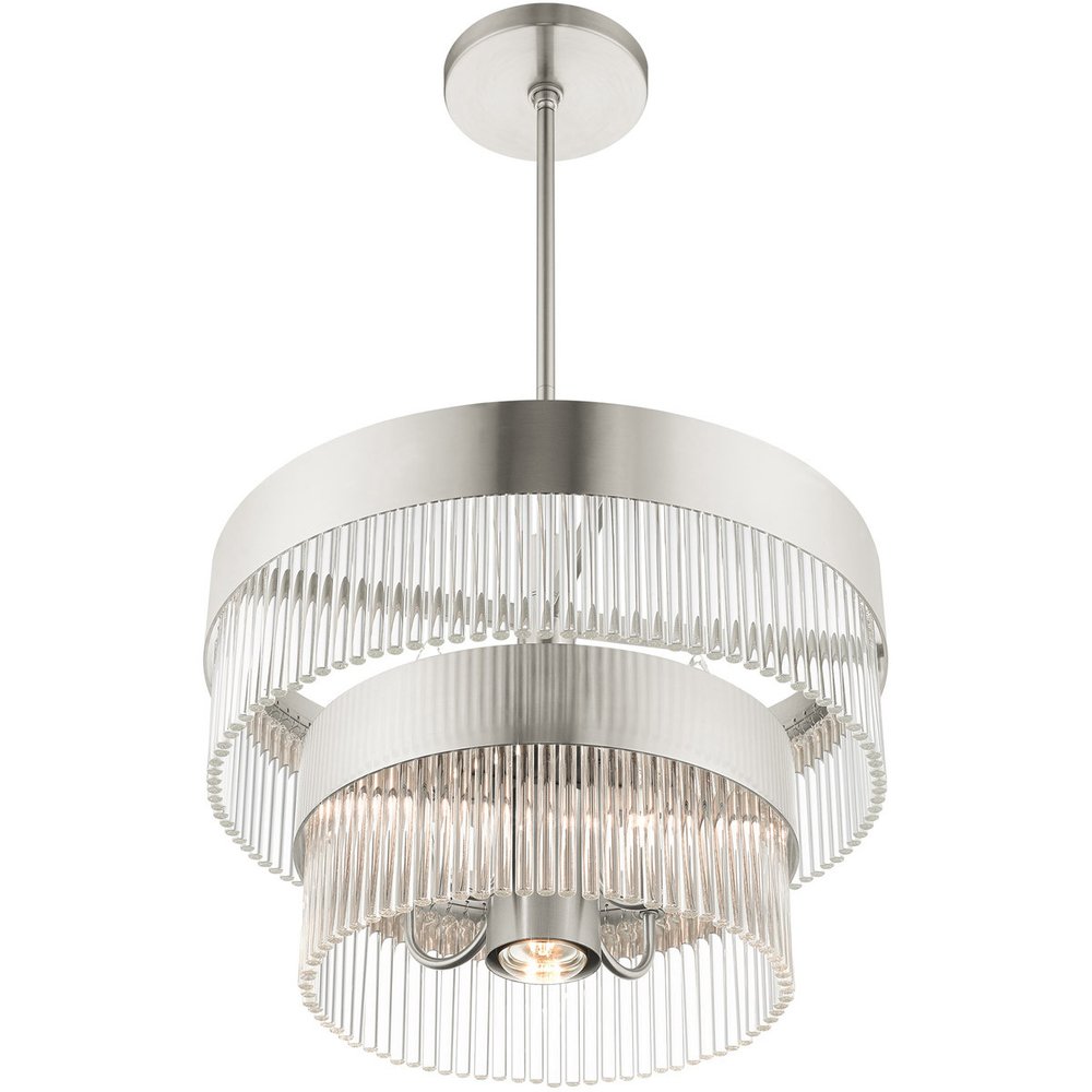 Nickel Five Light Metal Dimmable Chandelier With Shades HomeRoots
