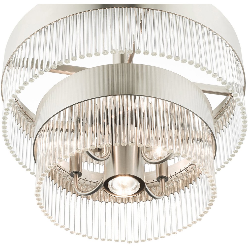 Nickel Five Light Metal Dimmable Chandelier With Shades HomeRoots