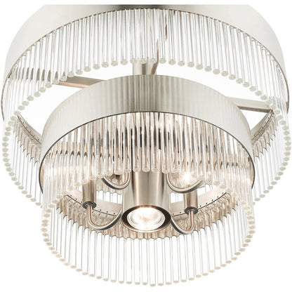 Nickel Five Light Metal Dimmable Chandelier With Shades HomeRoots