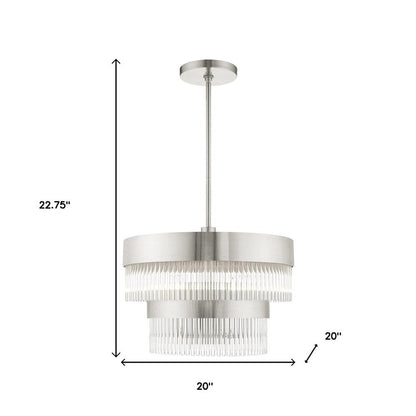 Nickel Five Light Metal Dimmable Chandelier With Shades HomeRoots