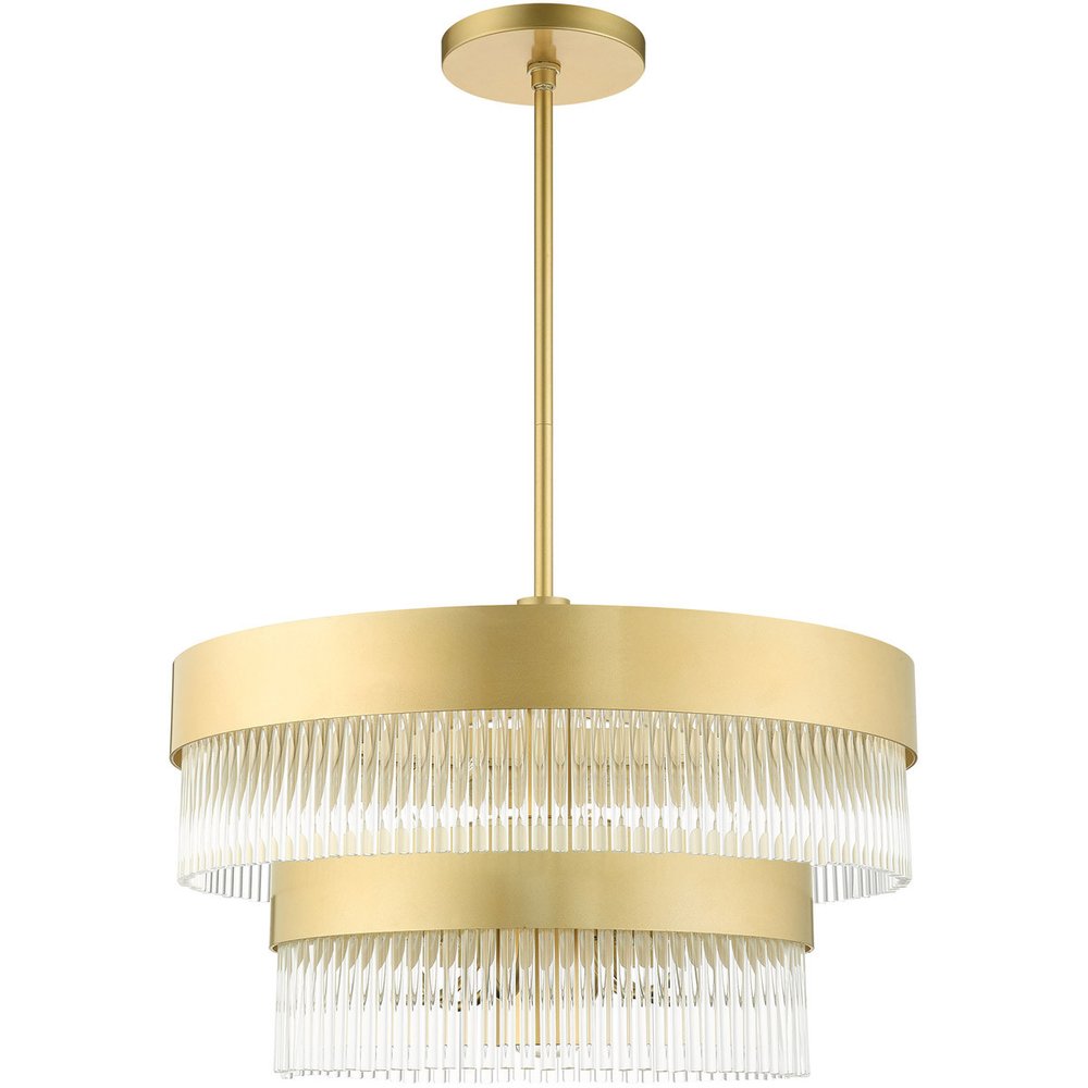 Gold Seven Light Metal Dimmable Chandelier With Shades HomeRoots