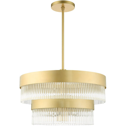 Gold Seven Light Metal Dimmable Chandelier With Shades HomeRoots