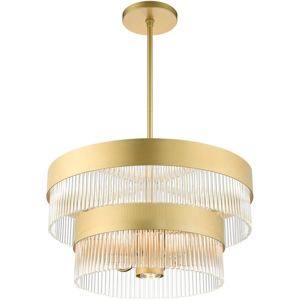 Gold Seven Light Metal Dimmable Chandelier With Shades HomeRoots