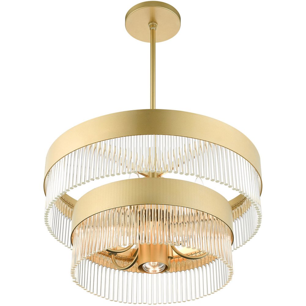 Gold Seven Light Metal Dimmable Chandelier With Shades HomeRoots