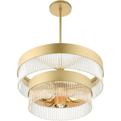 Gold Seven Light Metal Dimmable Chandelier With Shades HomeRoots