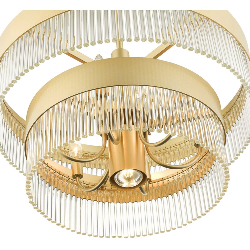 Gold Seven Light Metal Dimmable Chandelier With Shades HomeRoots