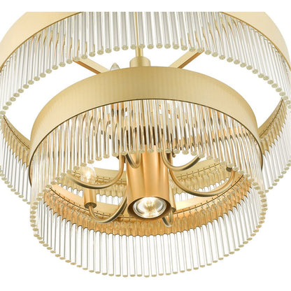 Gold Seven Light Metal Dimmable Chandelier With Shades HomeRoots