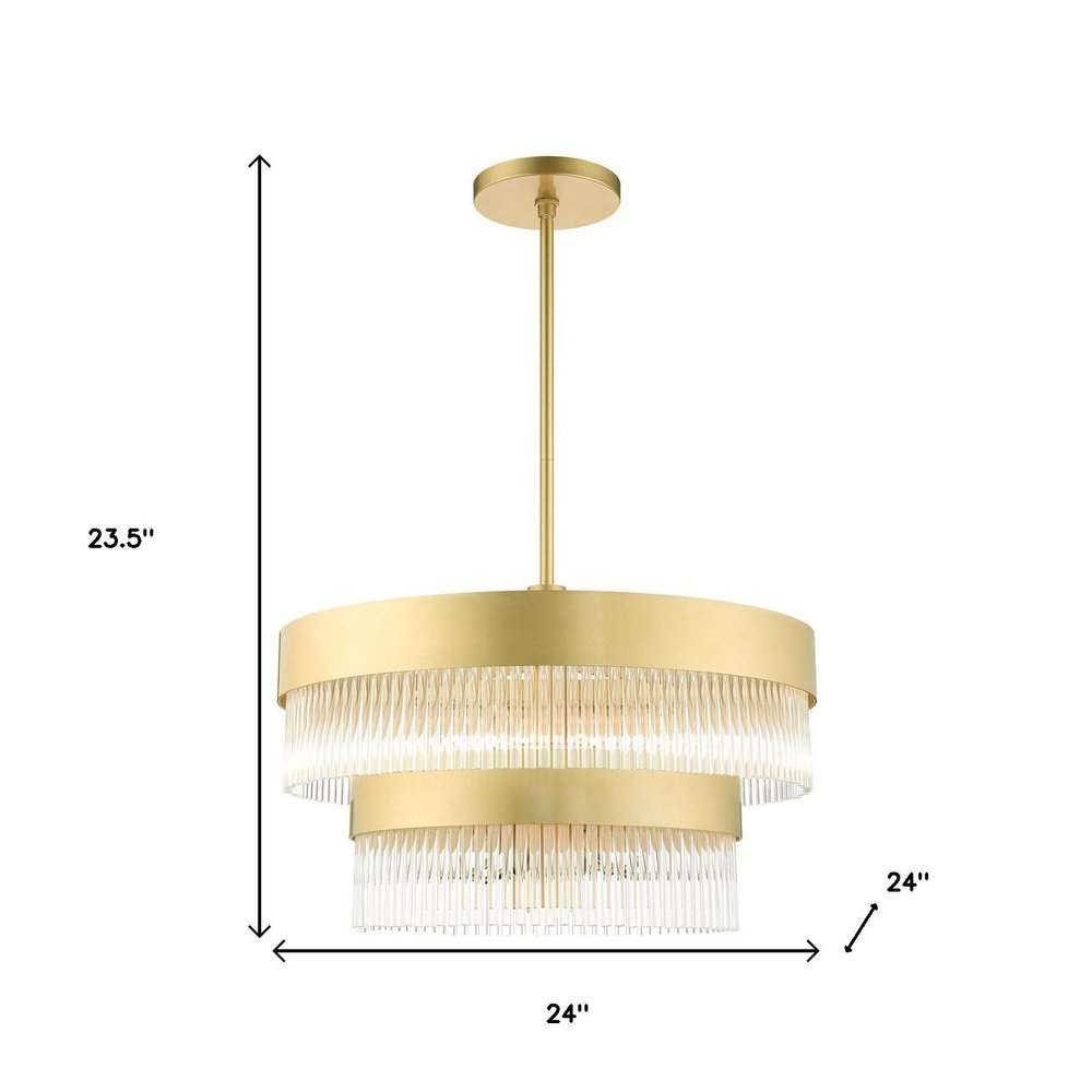 Gold Seven Light Metal Dimmable Chandelier With Shades HomeRoots