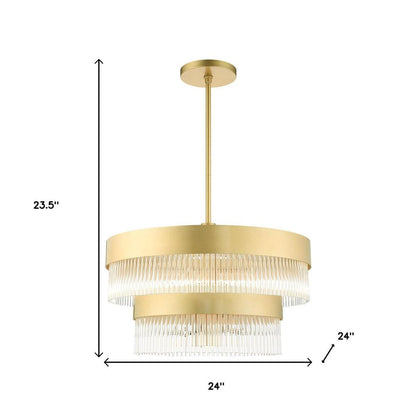 Gold Seven Light Metal Dimmable Chandelier With Shades HomeRoots