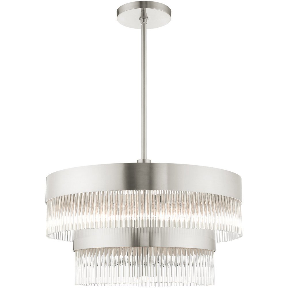 Nickel Seven Light Metal Dimmable Chandelier With Shades HomeRoots