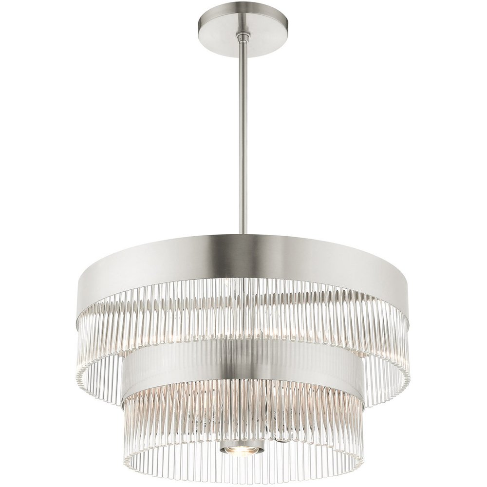 Nickel Seven Light Metal Dimmable Chandelier With Shades HomeRoots