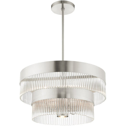 Nickel Seven Light Metal Dimmable Chandelier With Shades HomeRoots