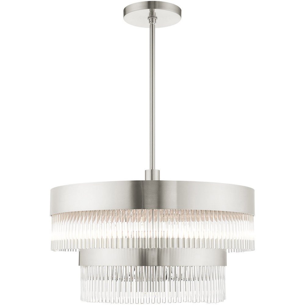 Nickel Seven Light Metal Dimmable Chandelier With Shades HomeRoots
