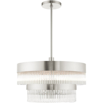 Nickel Seven Light Metal Dimmable Chandelier With Shades HomeRoots