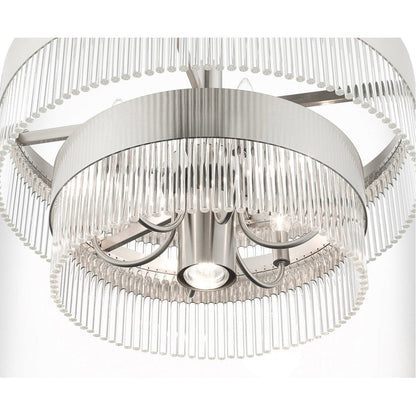 Nickel Seven Light Metal Dimmable Chandelier With Shades HomeRoots