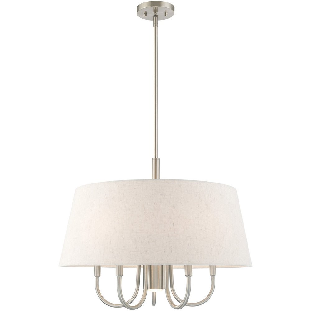 Nickel Six Light Metal Dimmable Chandelier With Shades HomeRoots