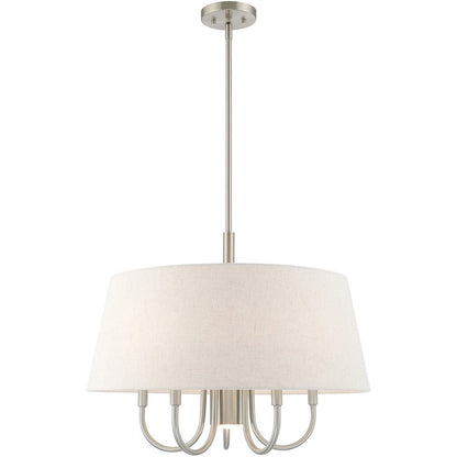 Nickel Six Light Metal Dimmable Chandelier With Shades HomeRoots