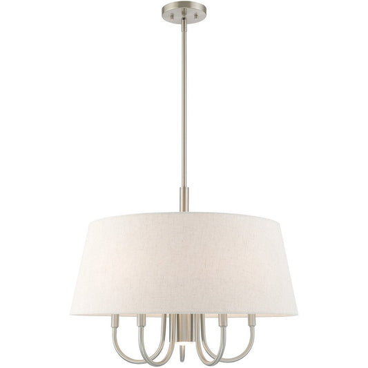 Nickel Six Light Metal Dimmable Chandelier With Shades HomeRoots