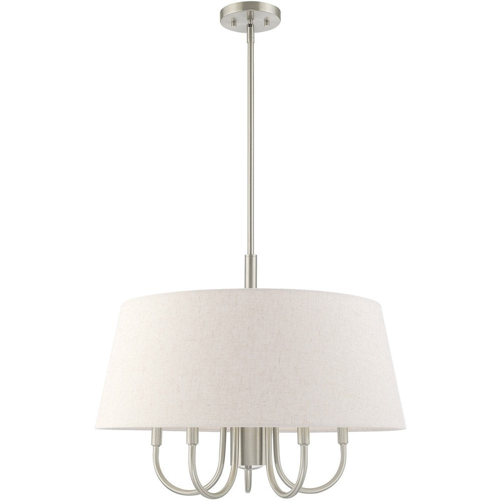 Nickel Six Light Metal Dimmable Chandelier With Shades HomeRoots