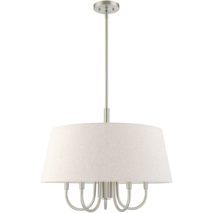 Nickel Six Light Metal Dimmable Chandelier With Shades HomeRoots