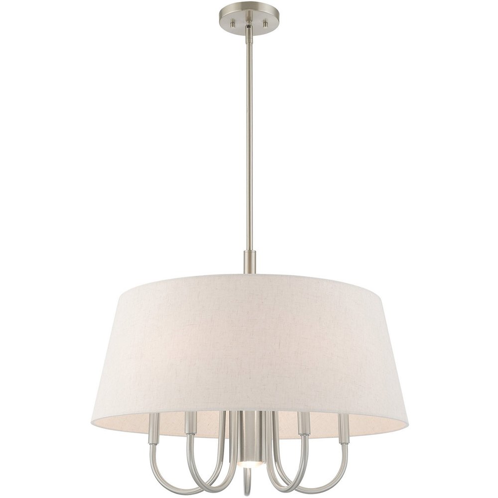Nickel Six Light Metal Dimmable Chandelier With Shades HomeRoots