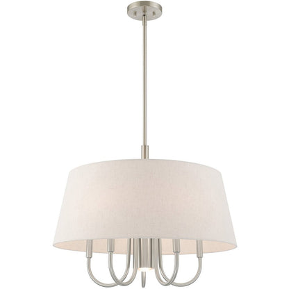 Nickel Six Light Metal Dimmable Chandelier With Shades HomeRoots