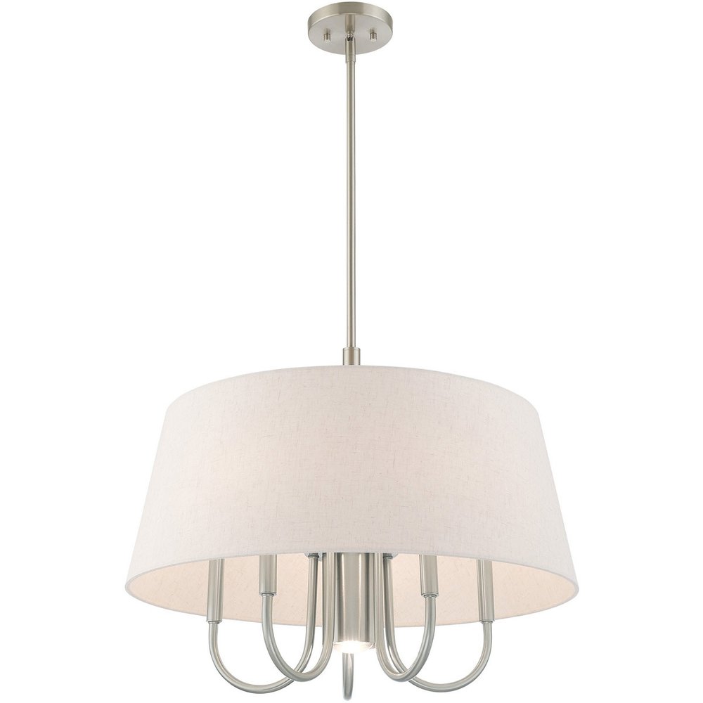 Nickel Six Light Metal Dimmable Chandelier With Shades HomeRoots