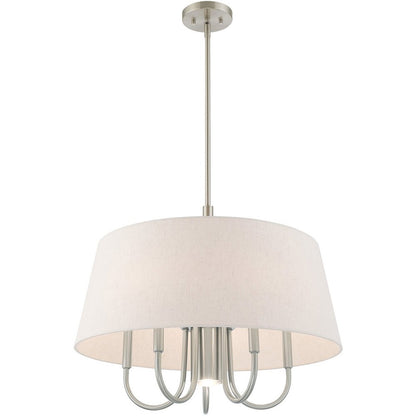 Nickel Six Light Metal Dimmable Chandelier With Shades HomeRoots