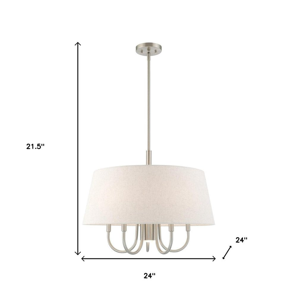 Nickel Six Light Metal Dimmable Chandelier With Shades HomeRoots